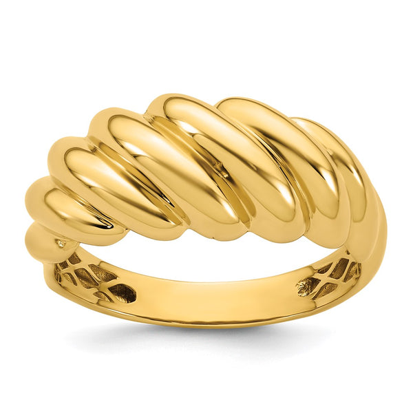 14K Polished Twisted Graduated Dome Ring - Size 7