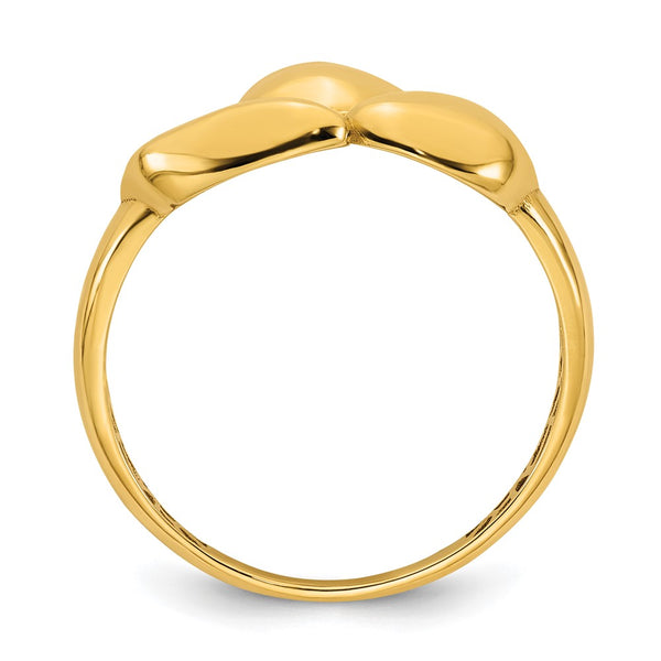 14K Polished Trio Domed Ring - Size 7