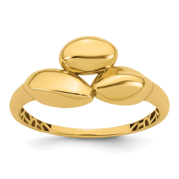 14K Polished Trio Domed Ring - Size 7