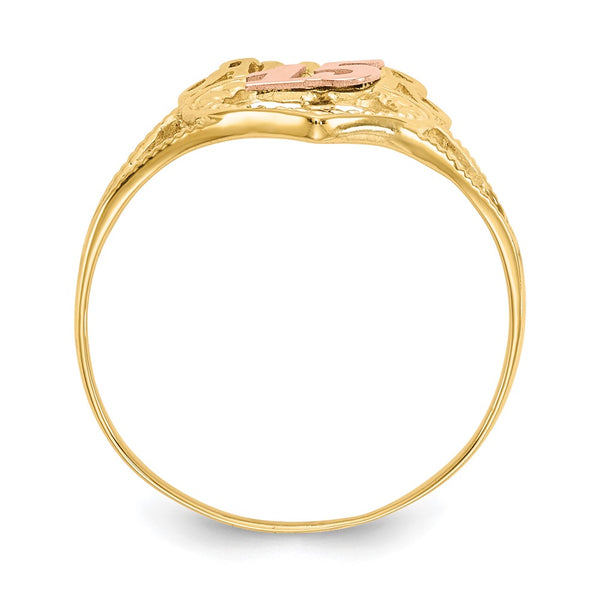 14K Two-Tone Heart Ring with 15 Charms