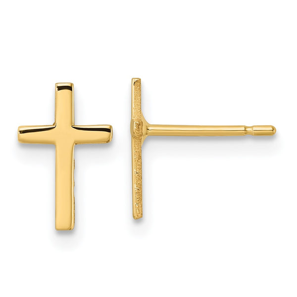 14K Gold Polished Cross Earrings - Style GR1-1019572
