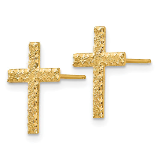 Shop 14K Gold Brushed Finish Cross Earrings | Stylish & Affordable Design