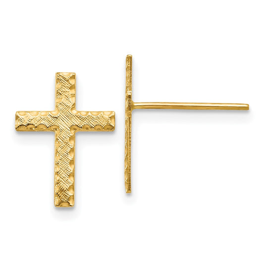 Shop 14K Gold Brushed Finish Cross Earrings | Stylish & Affordable Design