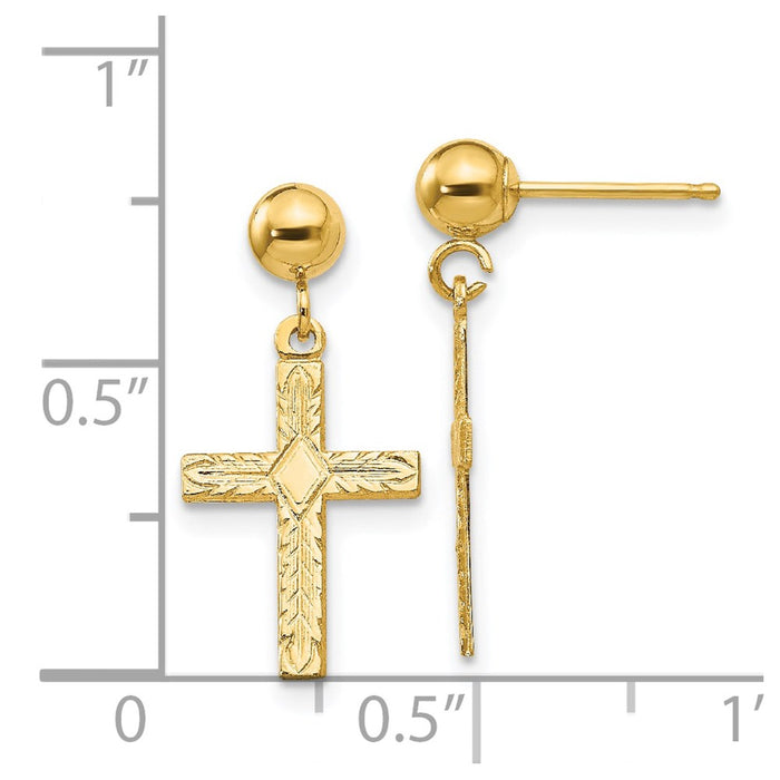 Buy Stylish 14K Gold Polished & Textured Cross Earrings - Affordable Luxury-4