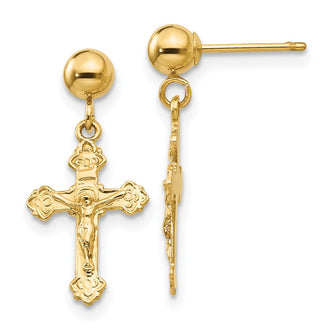 High-Quality 14K Gold Polished Crucifix Stud Earrings | Stylish Value at Great Price