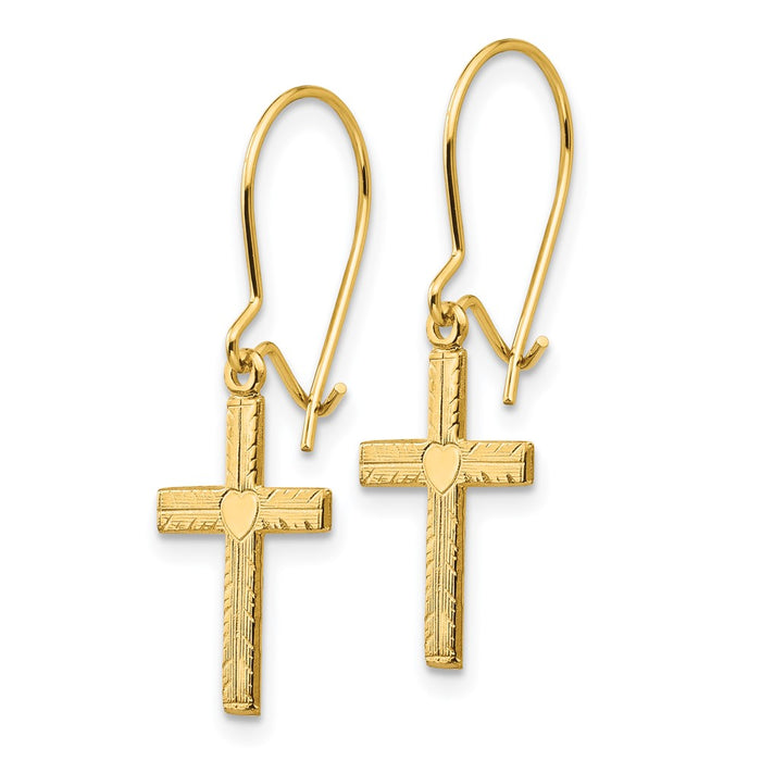 Shop Stylish 14K Gold Cross Earrings - Polished & Satin Finish, Luxury Design-2