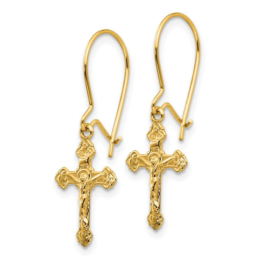 High-Quality 14K Gold Polished Crucifix Earrings | Stylish & Affordable Value