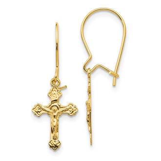 High-Quality 14K Gold Polished Crucifix Earrings | Stylish & Affordable Value