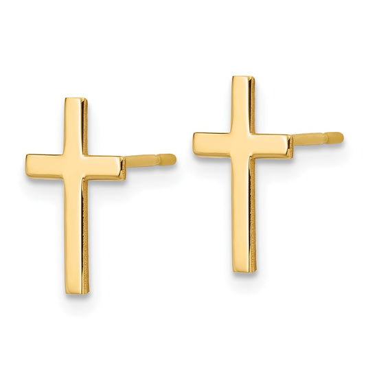 Exclusive 14K Gold Polished Cross Earrings - Stylish & Affordable Luxury