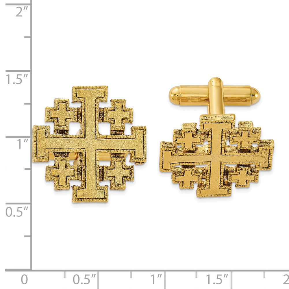 Buy Exclusive Gold-Tone Jerusalem Cross Cuff Links - Stylish Symbols of Faith