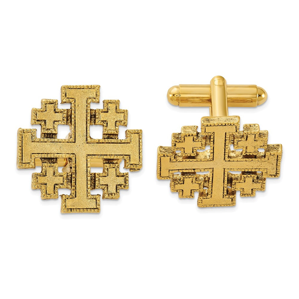 Buy Exclusive Gold-Tone Jerusalem Cross Cuff Links - Stylish Symbols of Faith