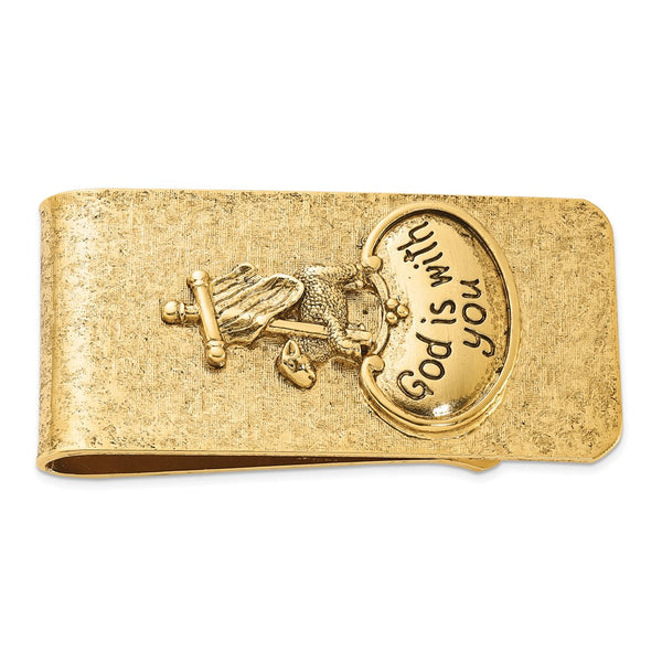 Gold-tone "God Is With You" Money Clip - Faith Symbol