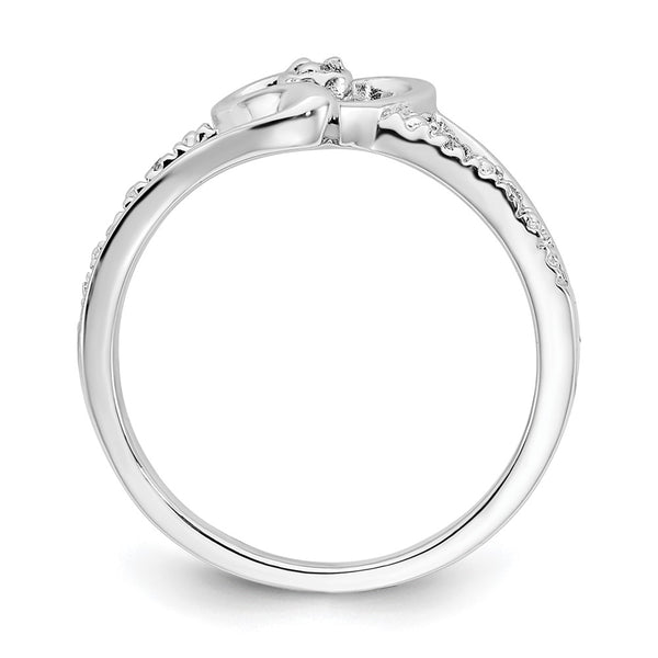 10K White Gold Fancy Heart Ring with Diamonds