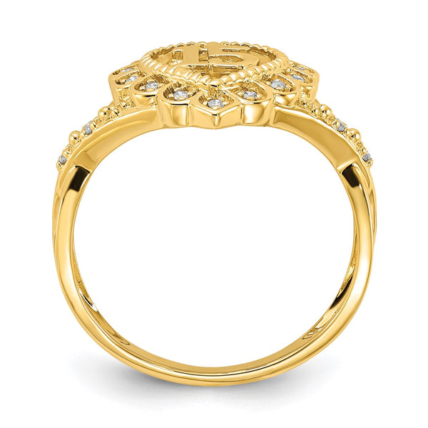 10K Yellow Gold Heart Ring with Diamonds