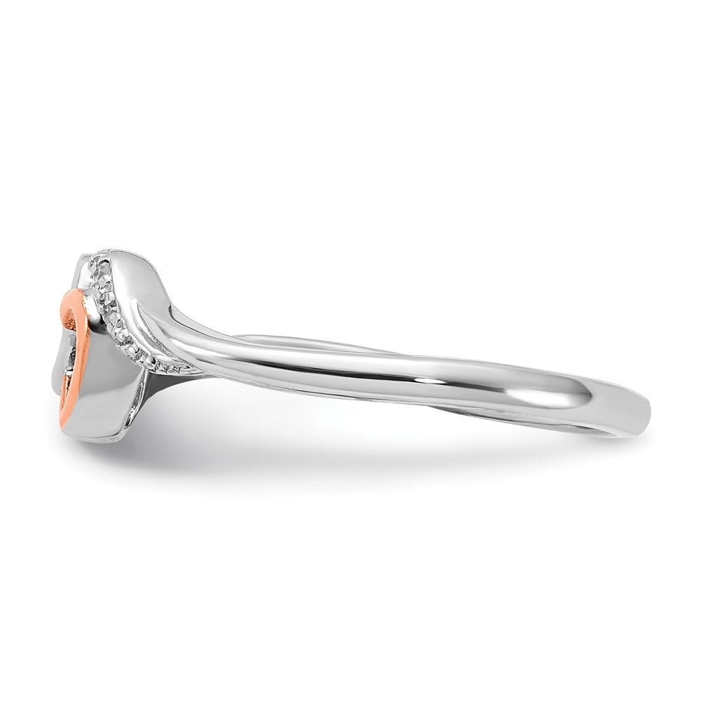 Buy Stylish Polished Double Heart Ring - 10K Rose Gold & Diamonds, Affordable!