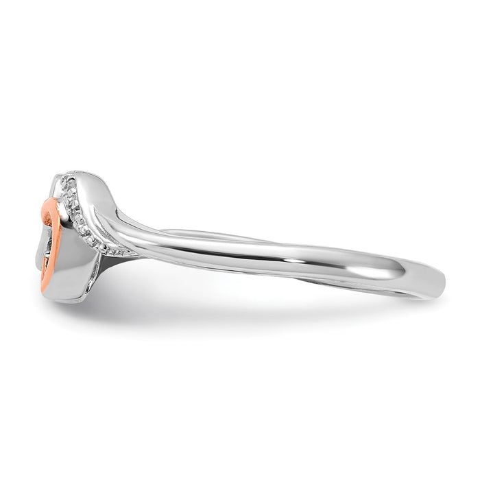 Buy Stylish Polished Double Heart Ring - 10K Rose Gold & Diamonds, Affordable!-3