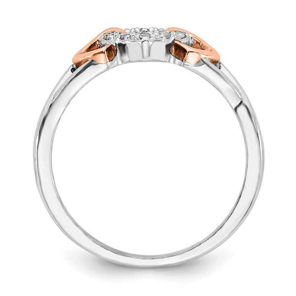 Polished Triple Heart Ring in Sterling Silver & 10K Rose Gold