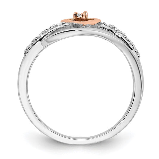 Exclusive Polished Diamond Heart Ring in Sterling Silver & 10K Rose Gold