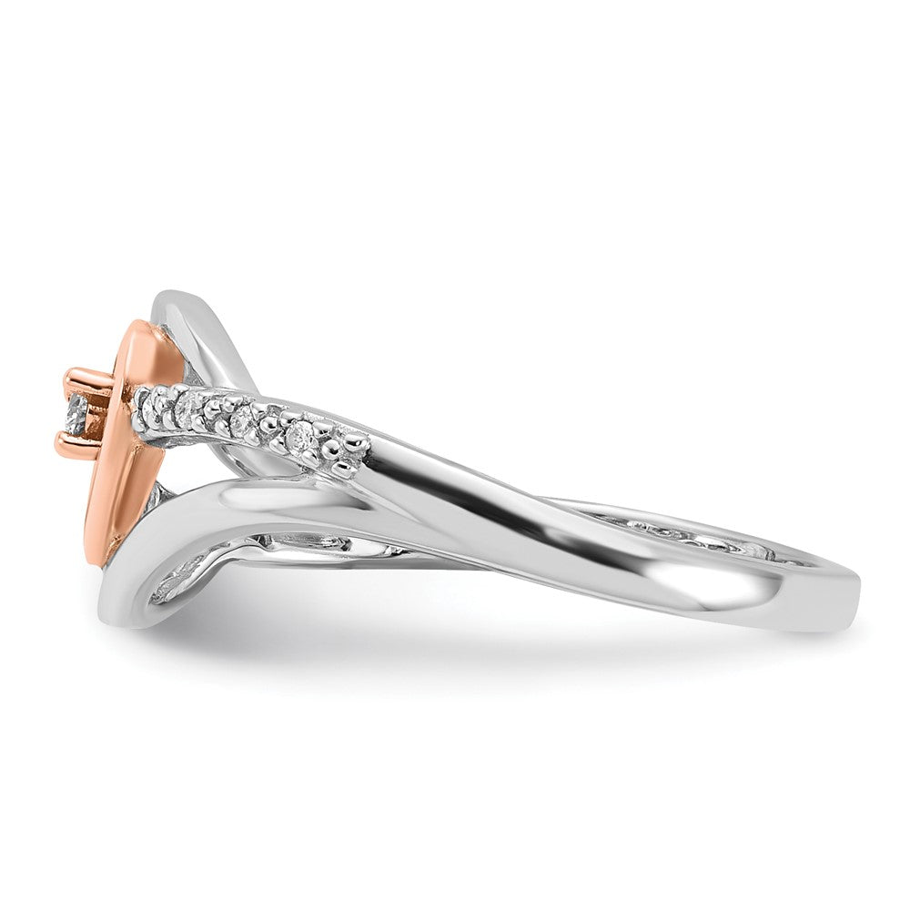 Exclusive Polished Diamond Heart Ring in Sterling Silver & 10K Rose Gold