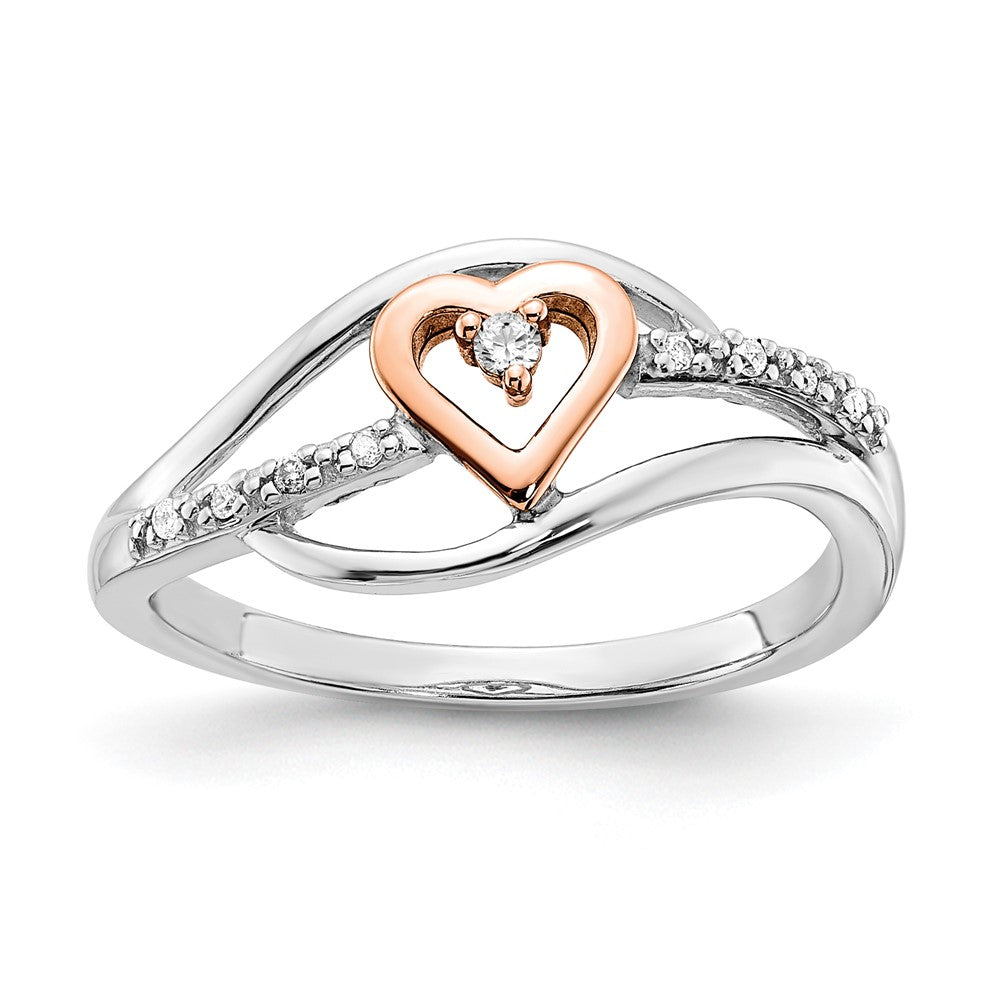 Exclusive Polished Diamond Heart Ring in Sterling Silver & 10K Rose Gold