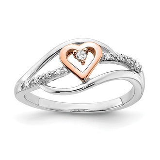 Exclusive Polished Diamond Heart Ring in Sterling Silver & 10K Rose Gold