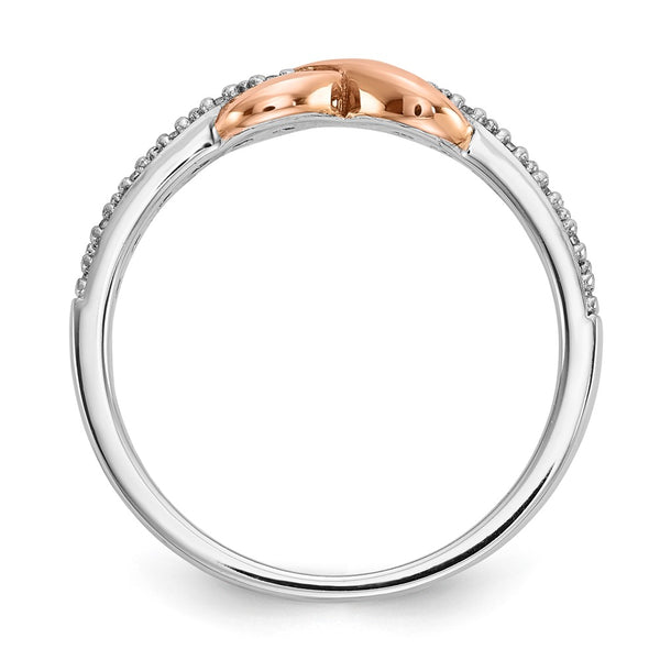 10K Two-Tone Infinity Diamond Ring in Sterling Silver