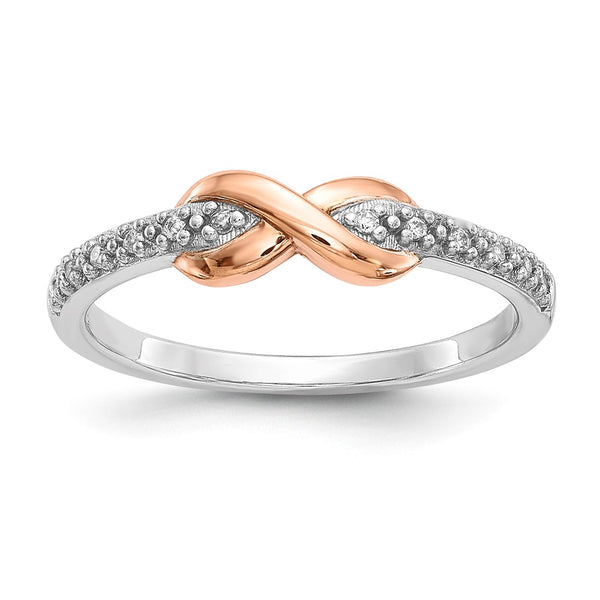 10K Two-Tone Infinity Diamond Ring in Sterling Silver