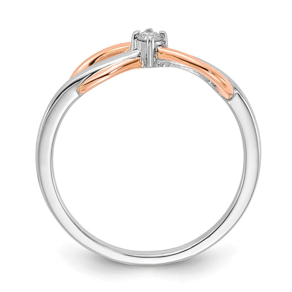 Polished Diamond Infinity Ring - Sterling Silver 10K Rose Gold