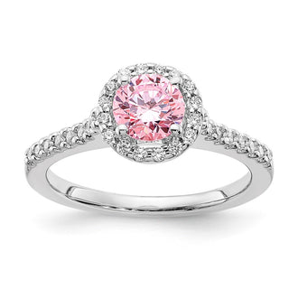 Shop Stylish Sterling Silver Pink & Clear CZ Halo Ring - 14K Gold Finish, 1.5g