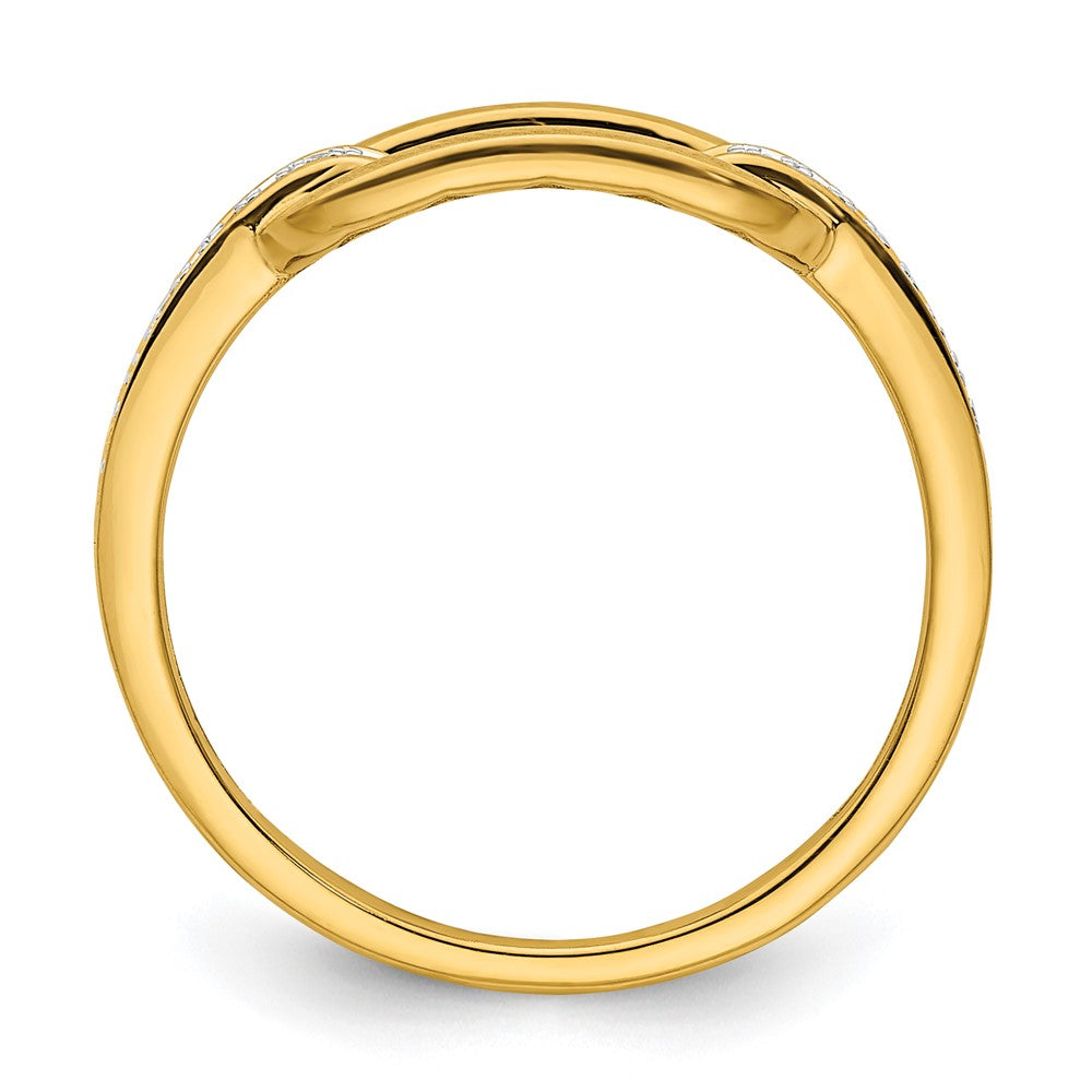Designer 14K Gold Polished Diamond-Studded Link Ring - Stylish Value!