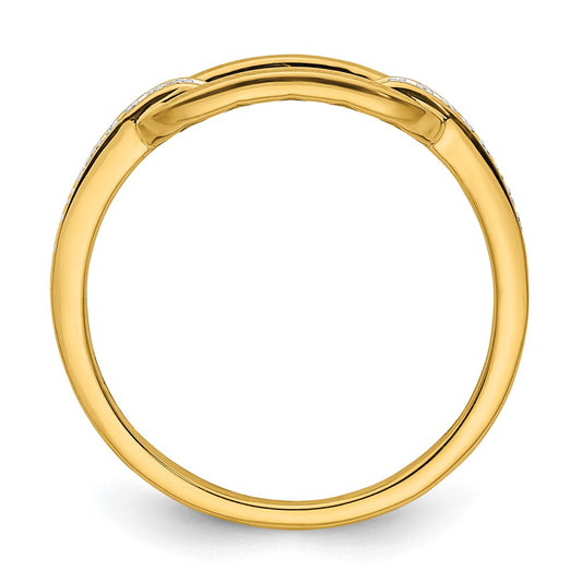 Designer 14K Gold Polished Diamond-Studded Link Ring - Stylish Value!