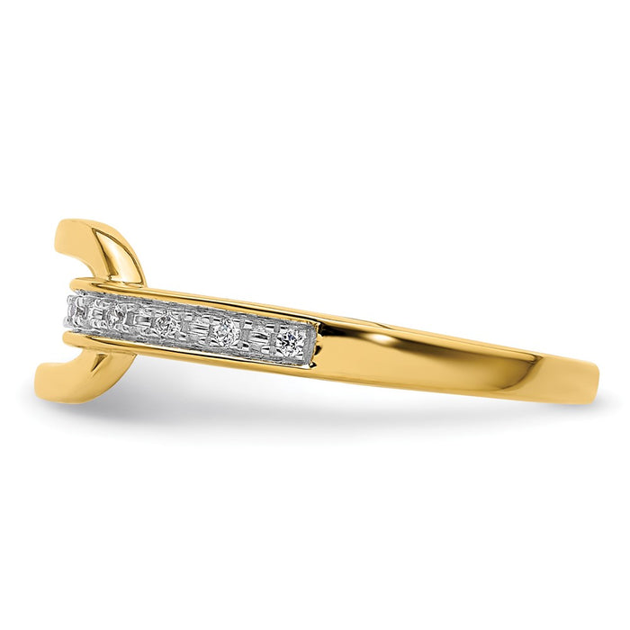 Designer 14K Gold Polished Diamond-Studded Link Ring - Stylish Value!-3