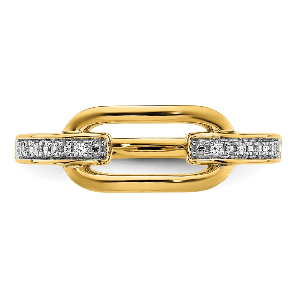 Designer 14K Gold Polished Diamond-Studded Link Ring - Stylish Value!