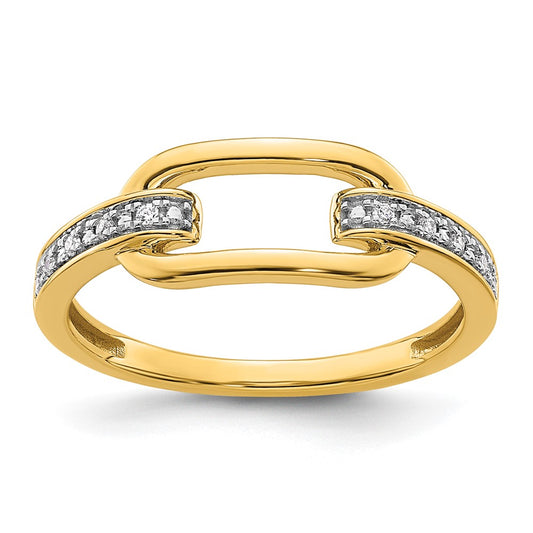 Designer 14K Gold Polished Diamond-Studded Link Ring - Stylish Value!