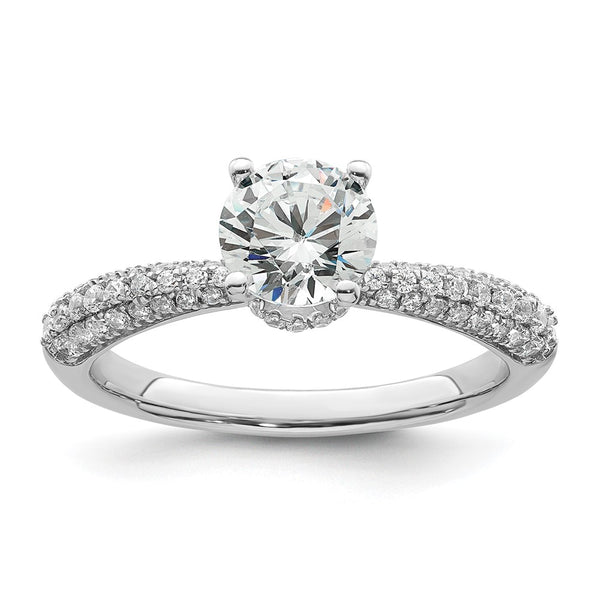 14K White Gold Hidden Halo Diamond Semi-Mount Ring - 1.0 Carat