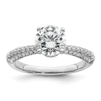 Buy Exclusive 14K White Gold Diamond Semi-Mount Ring with Hidden Halo