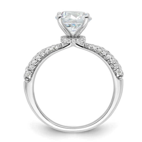 14K White Gold Hidden Halo Diamond Semi-Mount Ring