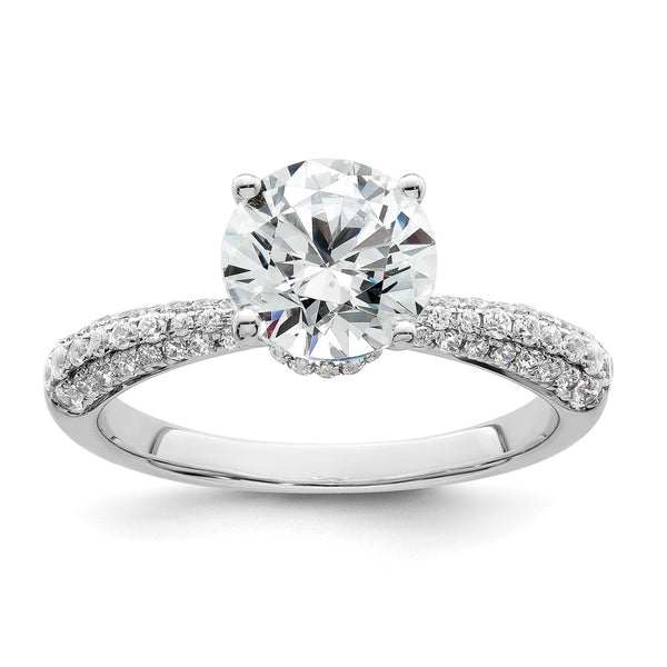 14K White Gold Hidden Halo Diamond Semi-Mount Ring