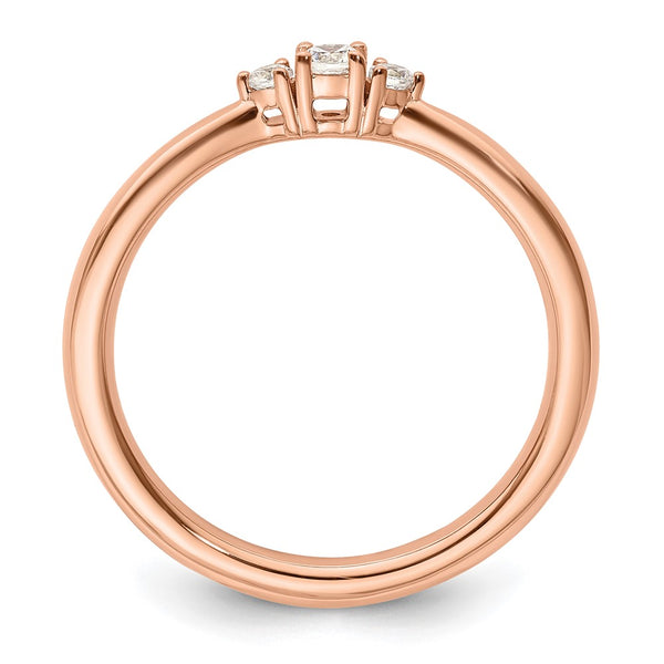 14K Rose Gold Three-Stone Diamond Engagement Ring