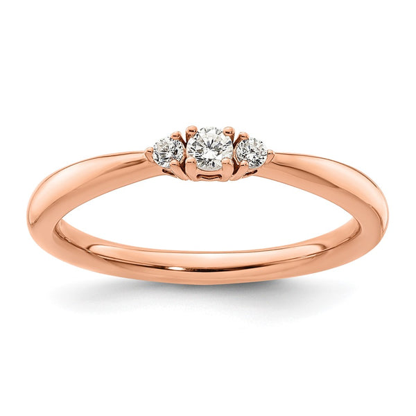 14K Rose Gold Three-Stone Diamond Engagement Ring