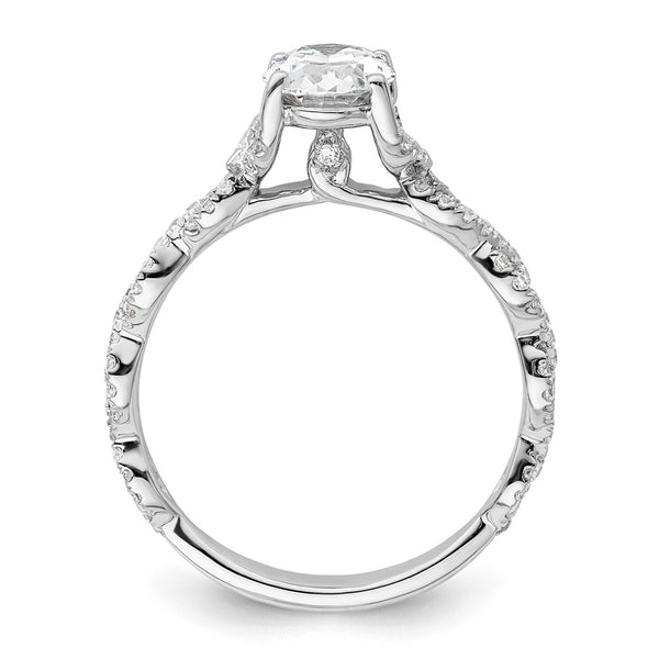 14K White Gold Criss-Cross Oval Diamond Semi-Mount Ring