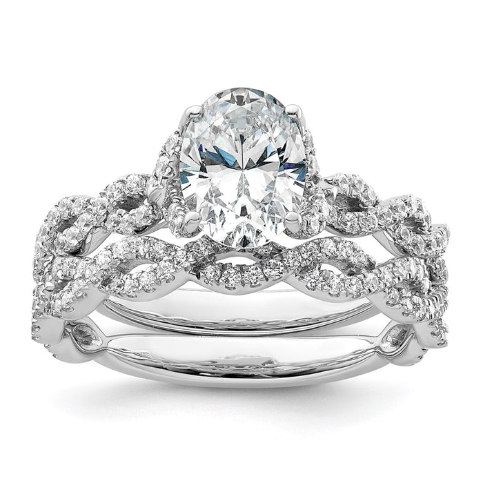 Buy 14K White Gold Criss-Cross Oval Diamond Semi-Mount Ring | Stylish Design-7