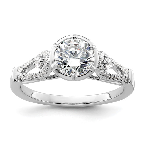 14K White Gold Semi-Mount Engagement Ring with Diamonds