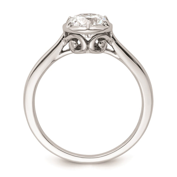 14K White Gold Round Bezel Set Solitaire Engagement Ring