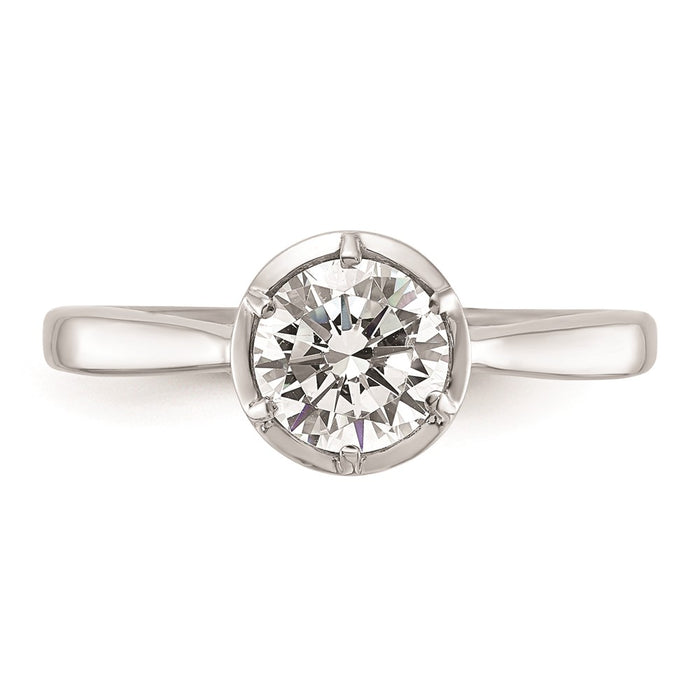 High-Quality 14K White Gold Round Bezel Set Solitaire Engagement Ring - Stylish Value-4