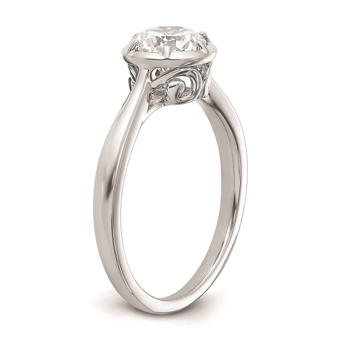 High-Quality 14K White Gold Round Bezel Set Solitaire Engagement Ring - Stylish Value-6