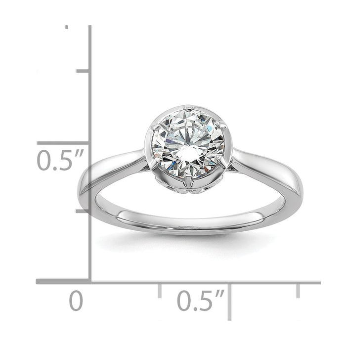 High-Quality 14K White Gold Round Bezel Set Solitaire Engagement Ring - Stylish Value-7