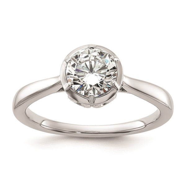 14K White Gold Round Bezel Set Solitaire Engagement Ring