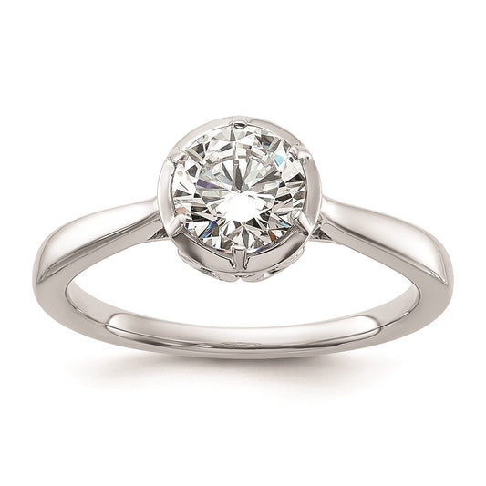 High-Quality 14K White Gold Round Bezel Set Solitaire Engagement Ring - Stylish Value