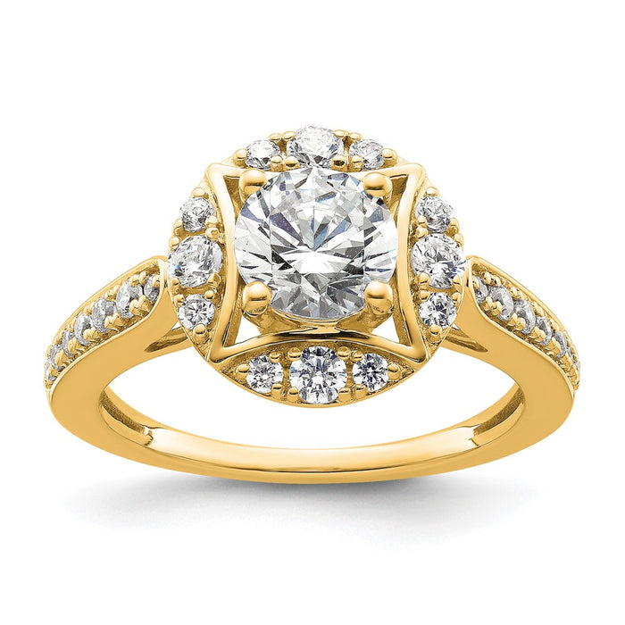 Buy 14K Vintage Round Halo Diamond Semi-Mount Engagement Ring - Stylish Value-1